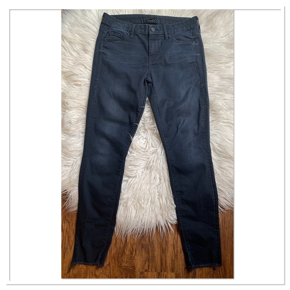 Mother Looker Ankle Fray Skinny Fit A Kiss In The Dark Blue Jeans Size 27